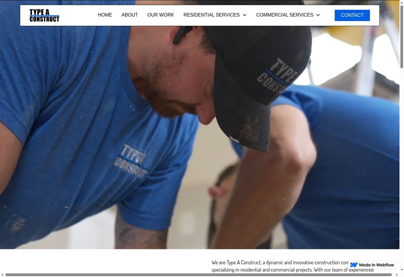 Type A Construct website design