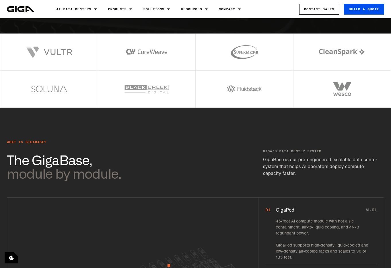 Giga Energy website layout detail