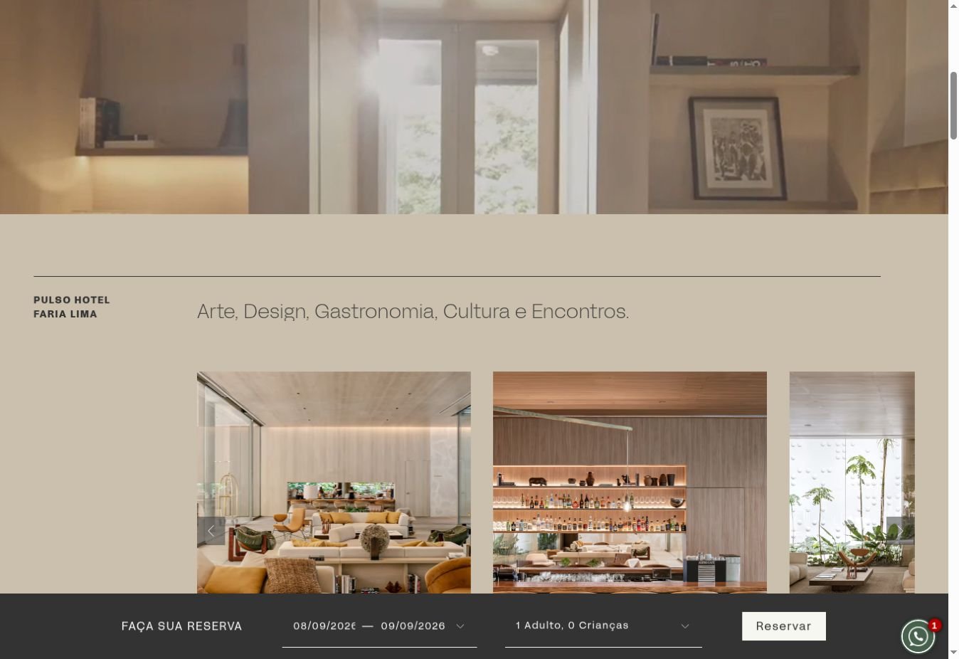 Pulso Hotel website layout detail